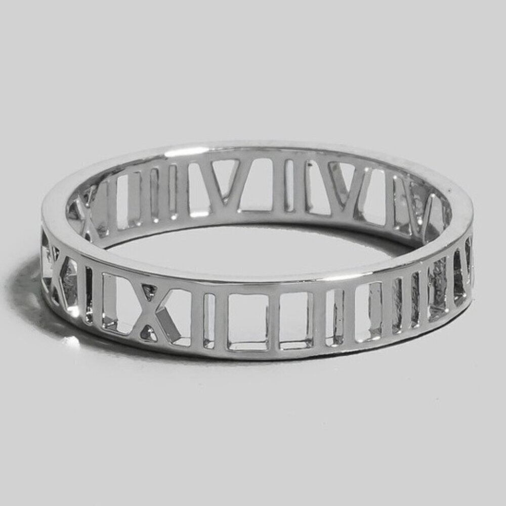White Gold Dipped Roman Numeral Ring